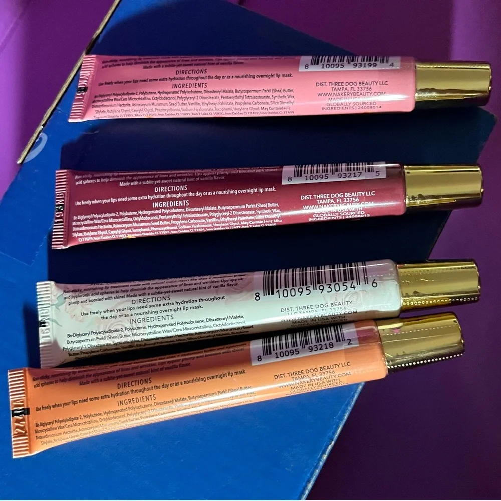 Nakery Beauty Lip Treatment Set of 4 - Plum, Mauve, Peach, Nude - 👄👄👄